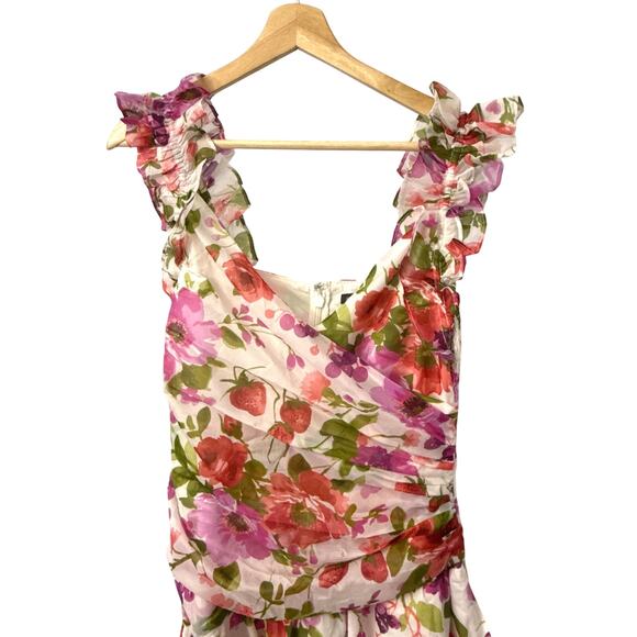 Abercrombie & Fitch Ruffle High Low Floral Maxi Dress Medium - Picture 9 of 16